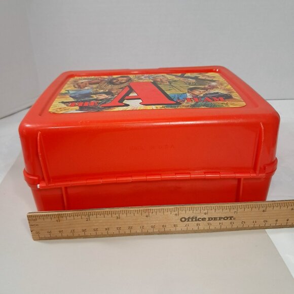 Vintage The A-TEAM Plastic Red Lunch Box 1983 Thermos Brand ateam Mr. T tv show - Picture 12 of 15